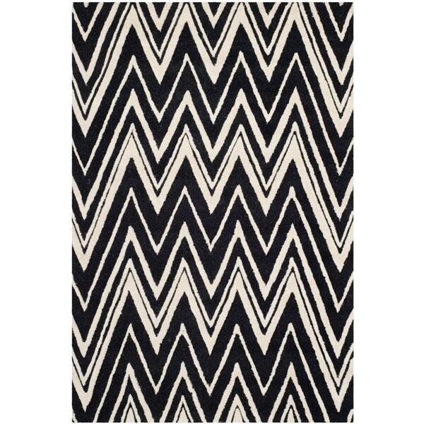 Safavieh Cambridge Hand Tufted Rectangle Rug- Black - Ivory- 2 ft. 6 in. x 4 ft. - CAM711K-24