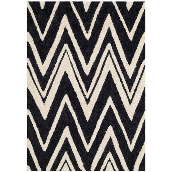 Safavieh Cambridge Hand Tufted Rectangle Rug- Black - Ivory- 2 ft. 6 in. x 4 ft. - CAM711K-24