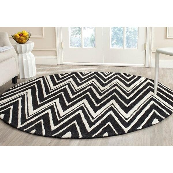 Safavieh Cambridge Hand Tufted Rectangle Rug- Black - Ivory- 2 ft. 6 in. x 4 ft. - CAM711K-24