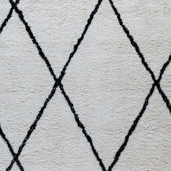 Flash Furniture Shag Style Diamond Trellis Area Rug - 5' x 7' - Ivory - RC-KJ-181070-01-57-GG