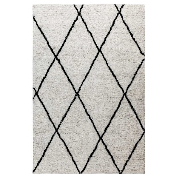 Flash Furniture Shag Style Diamond Trellis Area Rug - 5' x 7' - Ivory - RC-KJ-181070-01-57-GG
