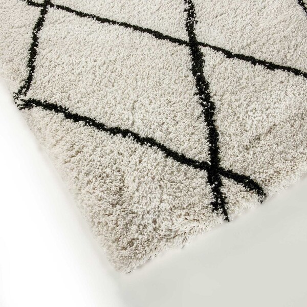 Flash Furniture Shag Style Diamond Trellis Area Rug - 5' x 7' - Ivory - RC-KJ-181070-01-57-GG
