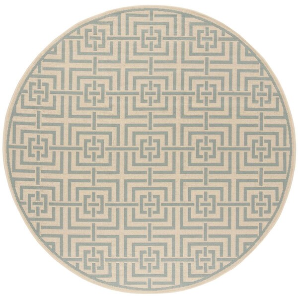 Safavieh 6 ft. 7 in. x 6 ft. 7 in. Round Linden 100 Contemporary Area Rug Cream & Aqua - LND128L-6R