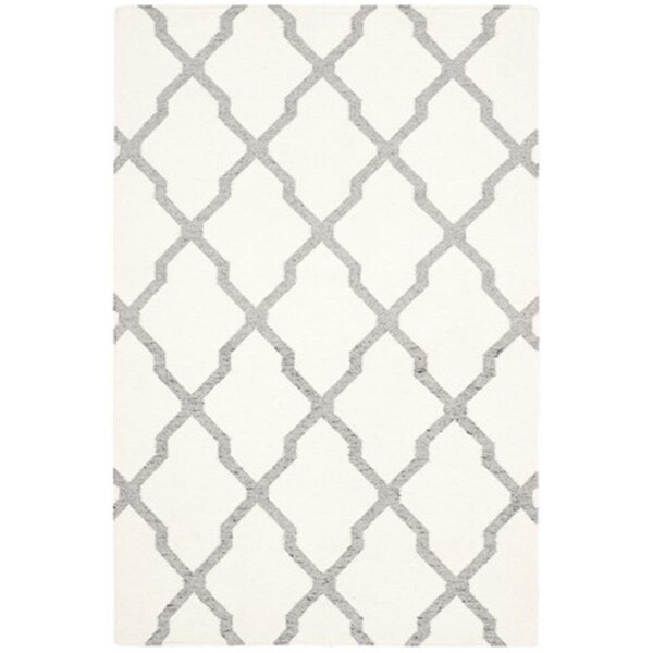 Safavieh Dhurries Hand Woven Flat Weave Rectangle Rug- Ivory - Grey- 4 x 6 ft. - DHU645A-4