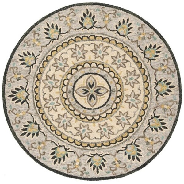 Safavieh 4 x 4 ft. Novelty Round Hand-Tufted Rug Ivory & Gray - NOV606F-4R