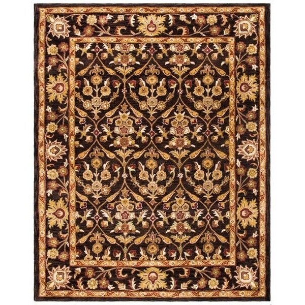 Safavieh 4 ft.-6 in. x 6 ft.-6 in. Oval Traditional Antiquity- Dark Plum and Gold Hand Tufted Rug - AT51B-5OV