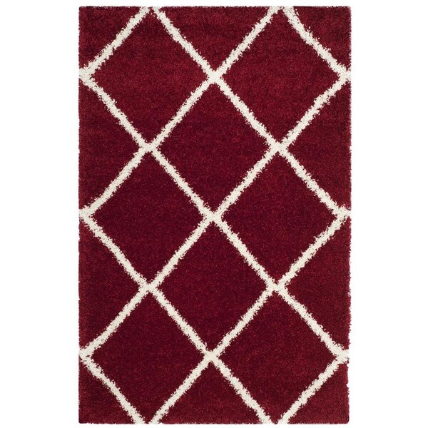 Flowers First 4 x 6 ft. Hudson Shag Power Loomed Rug, Red & Ivory - Small Rectangle - FL1868176