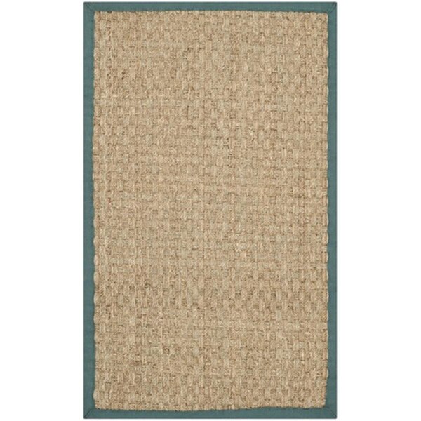 Safavieh Natural Fiber Power Loomed Accent Rug- Natural - Light Blue- 2 x 3 ft. - NF114M-2