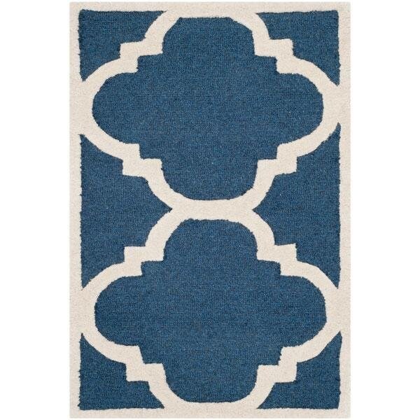 Safavieh 2 ft.-6 in. x 12 ft. Cambridge Hand Tufted Runner RugNavy & Ivory - CAM140G-212