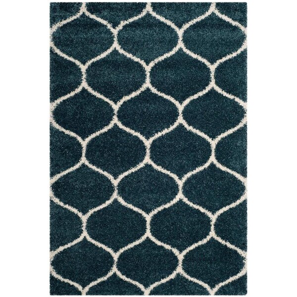 Flowers First 8 x 10 ft. Hudson Shag Power Loomed Rug, Slate Blue & Ivory - Large Rectangle - FL2115259