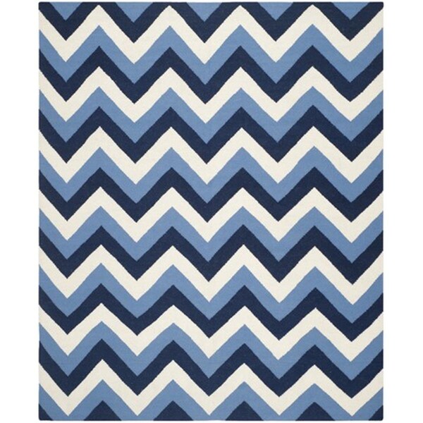 Safavieh Dhurries Hand Woven Flat Weave Large Rectangle Rug- Navy - Light Blue- 8 x 10 ft. - DHU640B-8