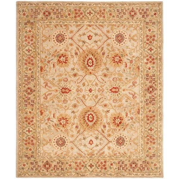 Safavieh 9 ft.-6 in. x 13 ft.-6 in. Large Rectangle Traditional Anatolia- Ivory and Sage Hand Tufted Rug - AN516B-10