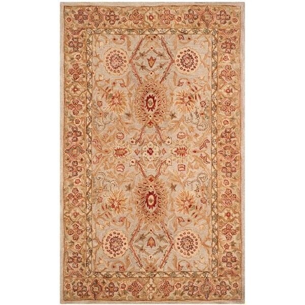 Safavieh 9 ft.-6 in. x 13 ft.-6 in. Large Rectangle Traditional Anatolia- Ivory and Sage Hand Tufted Rug - AN516B-10