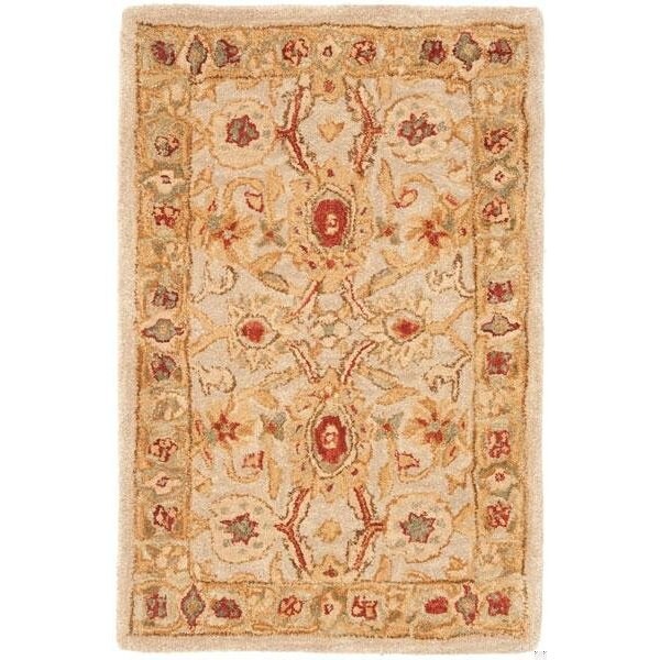 Safavieh 9 ft.-6 in. x 13 ft.-6 in. Large Rectangle Traditional Anatolia- Ivory and Sage Hand Tufted Rug - AN516B-10