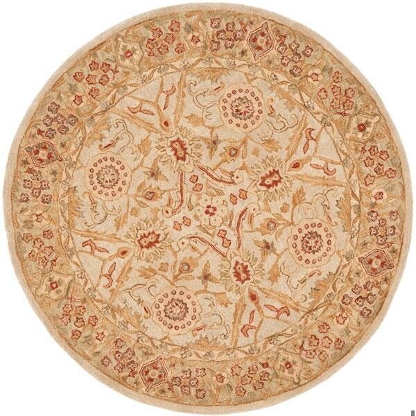 Safavieh 9 ft.-6 in. x 13 ft.-6 in. Large Rectangle Traditional Anatolia- Ivory and Sage Hand Tufted Rug - AN516B-10
