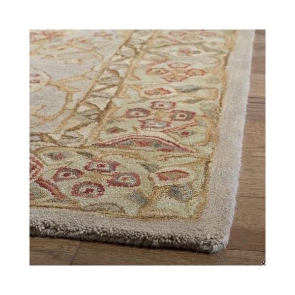 Safavieh 9 ft.-6 in. x 13 ft.-6 in. Large Rectangle Traditional Anatolia- Ivory and Sage Hand Tufted Rug - AN516B-10