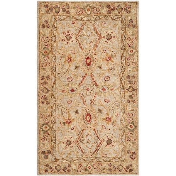 Safavieh 9 ft.-6 in. x 13 ft.-6 in. Large Rectangle Traditional Anatolia- Ivory and Sage Hand Tufted Rug - AN516B-10