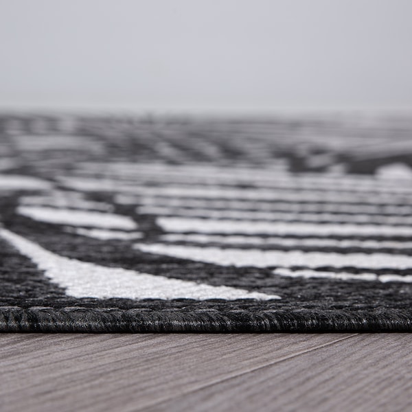 World Rug Gallery Contemporary Palm Leaf Textured Flat Weave Indoor/Outdoor Area Rug 2' x 3' Black - 118BLACK2X3