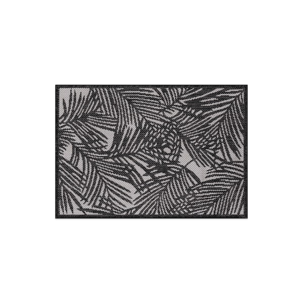 World Rug Gallery Contemporary Palm Leaf Textured Flat Weave Indoor/Outdoor Area Rug 2' x 3' Black - 118BLACK2X3