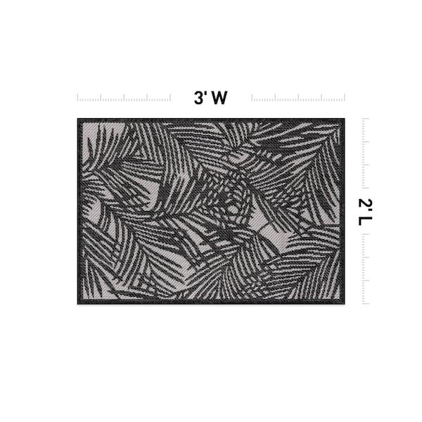 World Rug Gallery Contemporary Palm Leaf Textured Flat Weave Indoor/Outdoor Area Rug 2' x 3' Black - 118BLACK2X3