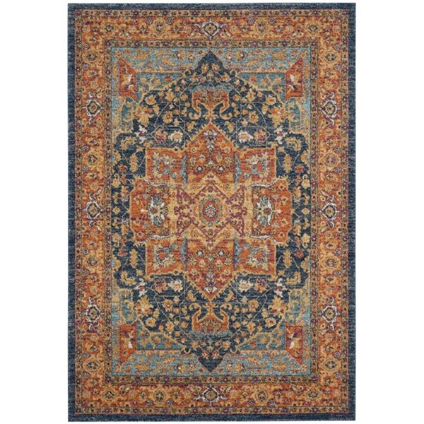 Safavieh 2 x 5 ft. x 2 in. Bohemian Evoke Power Loom Area RugBlue & Orange - EVK275C-25