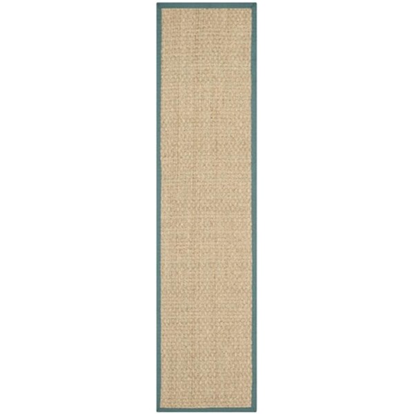 Safavieh Natural Fiber Power Loomed Runner Rug- Natural - Light Blue- 2 ft. 6 in. x 6 ft. - NF114M-26