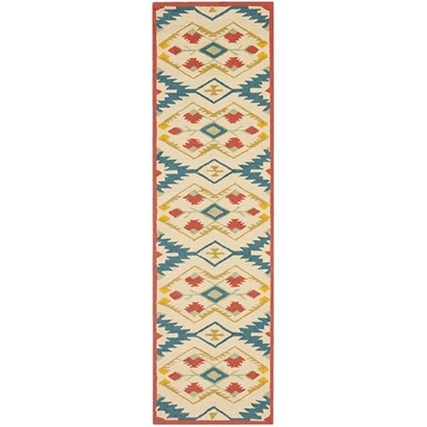 Safavieh 2 ft. - 3 in. x 10 ft. Runner- Indoor - Outdoor Four Seasons Natural And Blue Hand Hooked Rug - FRS479A-210