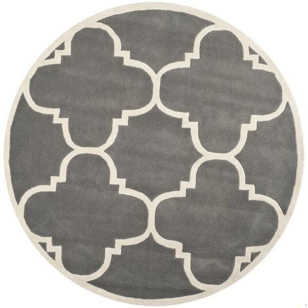 Safavieh Chatham Hand Tufted Square Rug- Dark Grey - Ivory- 4 x 4 ft. - CHT730D-4SQ