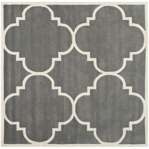 Safavieh Chatham Hand Tufted Square Rug- Dark Grey - Ivory- 4 x 4 ft. - CHT730D-4SQ