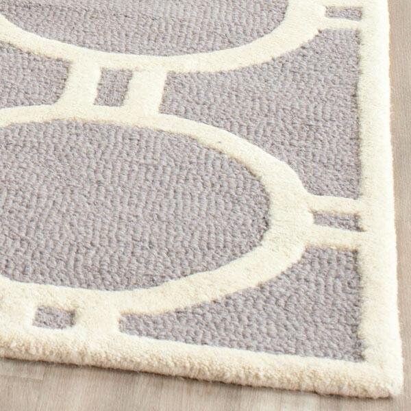Safavieh Cambridge Hand Tufted Runner Rug- Silver - Ivory- 2 ft. 6 in. x 4 ft. - CAM145D-24