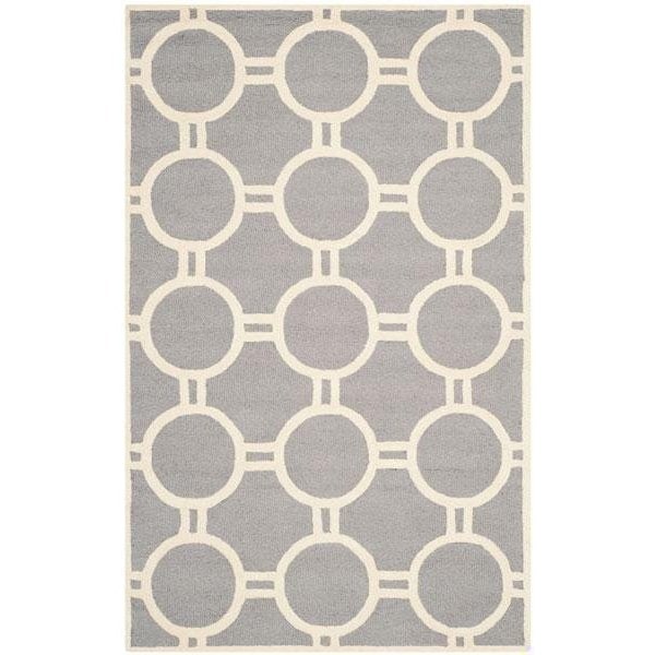 Safavieh Cambridge Hand Tufted Runner Rug- Silver - Ivory- 2 ft. 6 in. x 4 ft. - CAM145D-24