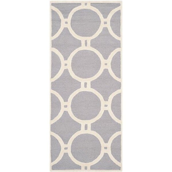 Safavieh Cambridge Hand Tufted Runner Rug- Silver - Ivory- 2 ft. 6 in. x 4 ft. - CAM145D-24