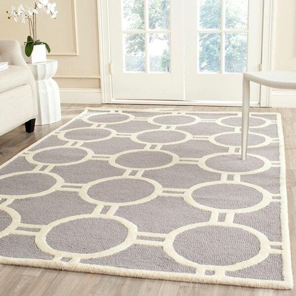 Safavieh Cambridge Hand Tufted Runner Rug- Silver - Ivory- 2 ft. 6 in. x 4 ft. - CAM145D-24