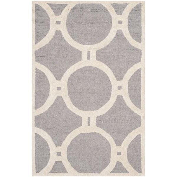 Safavieh Cambridge Hand Tufted Runner Rug- Silver - Ivory- 2 ft. 6 in. x 4 ft. - CAM145D-24