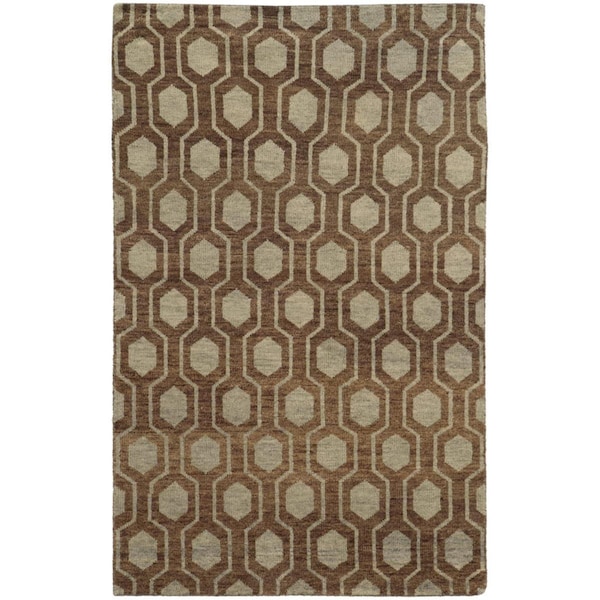Espectaculo Maddox 5650 Hand Knotted Wool Runner Rug, Brown - 42 ft. 6 in. x 10 ft. - ES1876621