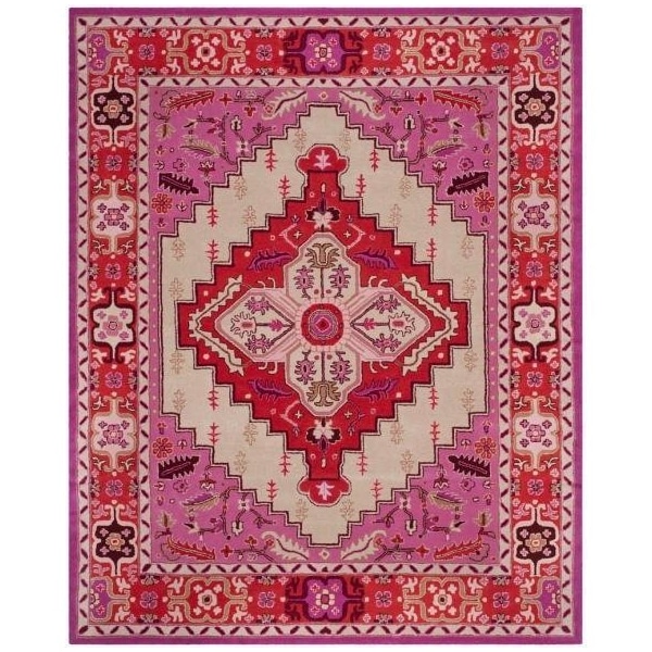 Safavieh Bellagio Hand Tufted Accent Area Rug, Red Pink and Ivory - 2 ft.-6 in. x 4 ft. - BLG545A-24