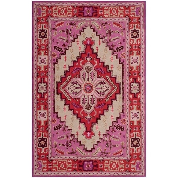 Safavieh Bellagio Hand Tufted Accent Area Rug, Red Pink and Ivory - 2 ft.-6 in. x 4 ft. - BLG545A-24