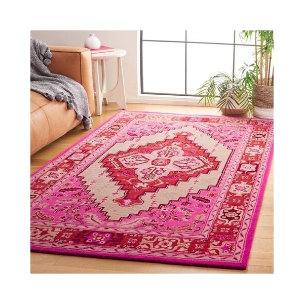 Safavieh Bellagio Hand Tufted Accent Area Rug, Red Pink and Ivory - 2 ft.-6 in. x 4 ft. - BLG545A-24