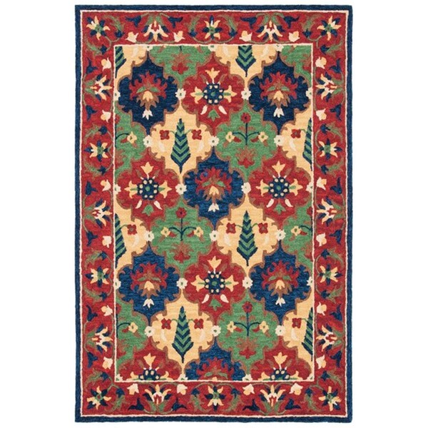Safavieh 3 x 5 ft. Heritage Bohemian Rectangle Hand Tufted Rug Red & Green - HG355Q-3