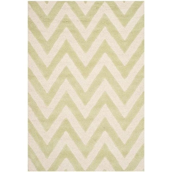 Safavieh Cambridge Hand Tufted Rectangle Rug- Light Green - Ivory- 2 ft. 6 in. x 6 ft. - CAM139B-26