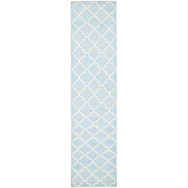 Safavieh 2 Ft. -6 In. X 4 Ft. Runner Contemporary Dhurries- Light Blue And Ivory- Flatweave Rug - DHU554B-24