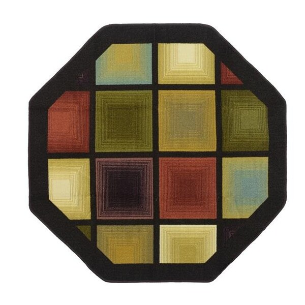 Madison Industries Madison Industries OPT-54X54-BN 54 x 54 in. Optic Square Octagon Accent Rug - Brown - OPT-54X54-BN