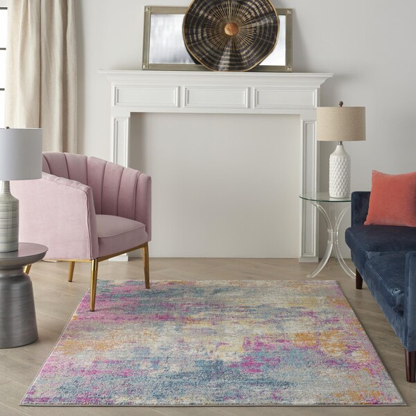 Homeroots 4 x 6 ft. Ivory & Multi Color Abstract Area Rug - 385712