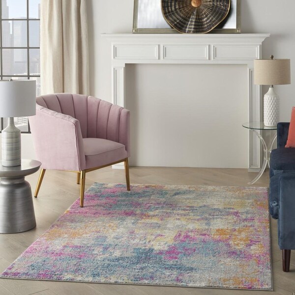 Homeroots 4 x 6 ft. Ivory & Multi Color Abstract Area Rug - 385712