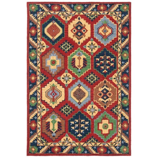 Safavieh 3 x 5 ft. Heritage Bohemian Rectangle Hand Tufted Rug Red & Gold - HG352Q-3