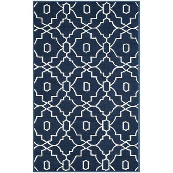 Safavieh Four Seasons Hand Hooked Rectangle Rug- Navy - Ivory- 3 ft. 6 in. x 5 ft. 6 in. - FRS237H-4