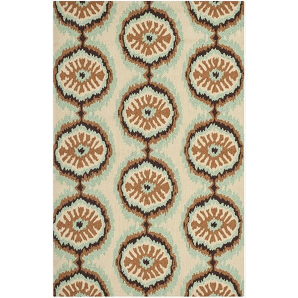 Safavieh 5 x 8 ft. Rectangle- Indoor - Outdoor Four Seasons Beige And Green Hand Hooked Rug - FRS486C-5