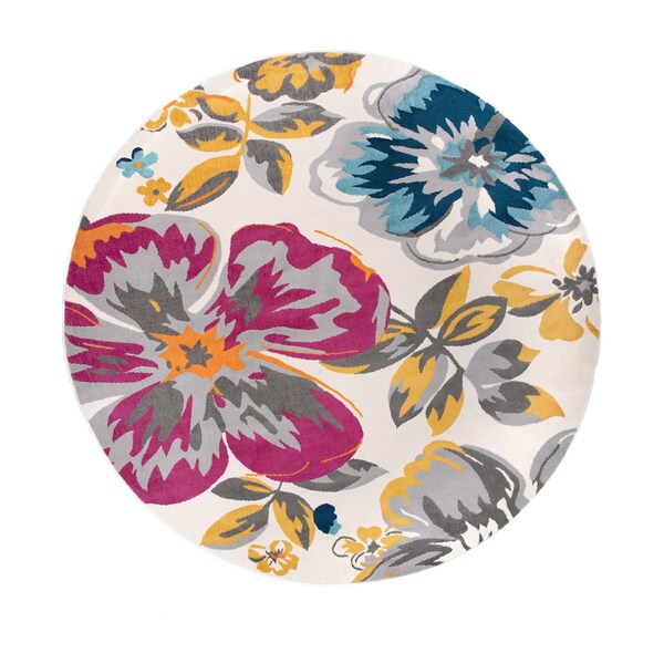 World Rug Gallery Modern Floral Area Rug 6'6'' Round Multi Area Rug - 9098MULTI6RND