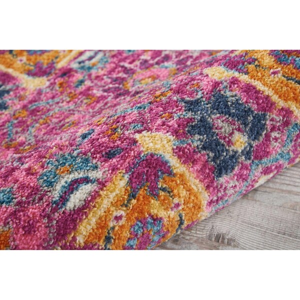Homeroots 2 x 3 ft. Fuchsia & Orange Distressed Scatter Area Rug - 385188
