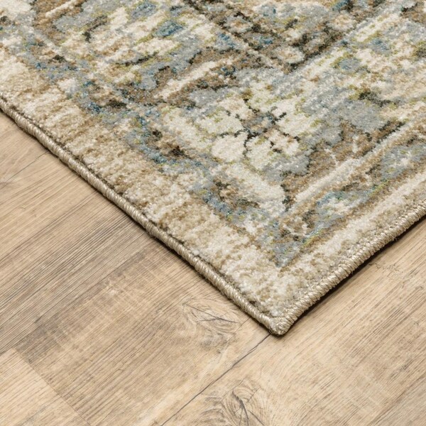 Homeroots 2 x 3 ft. Beige & Ivory Medallion Area Rug - 383655